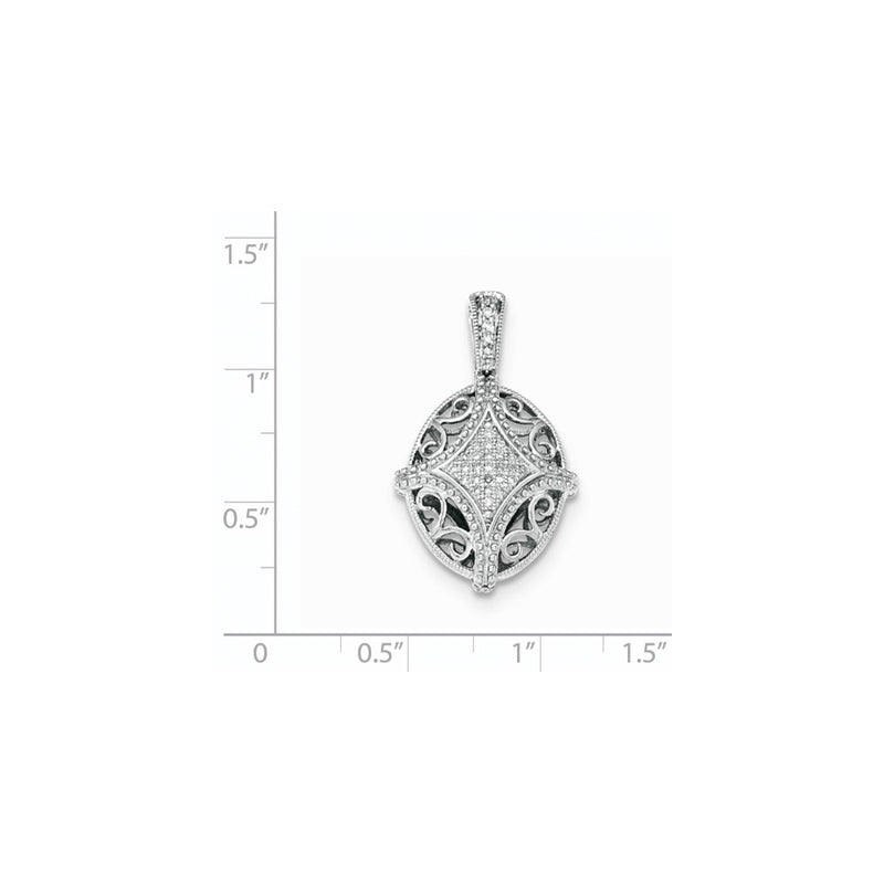 Sterling Silver Diamond Oval Filigree and PavÃ¢â‚¬Å¡ Pendant