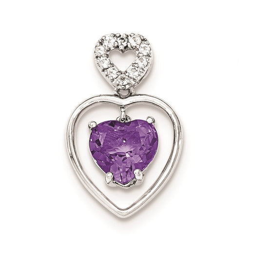 Sterling Silver Amethyst and White Topaz Dangle Pendant
