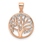 Sterling Silver Rose-tone Created White Sapphire Tree of Life Pendant