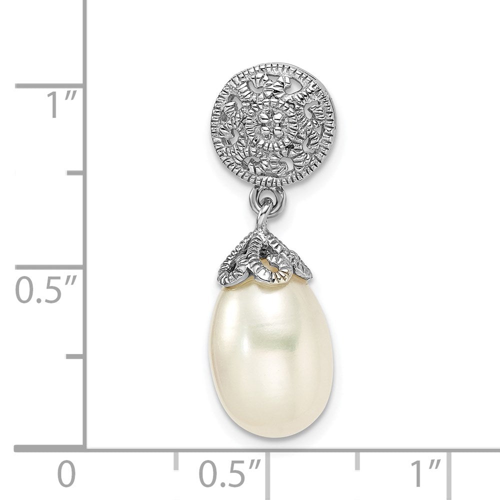 Sterling Silver Rhodium-plated w/Diamond and FWC Pearl Pendant