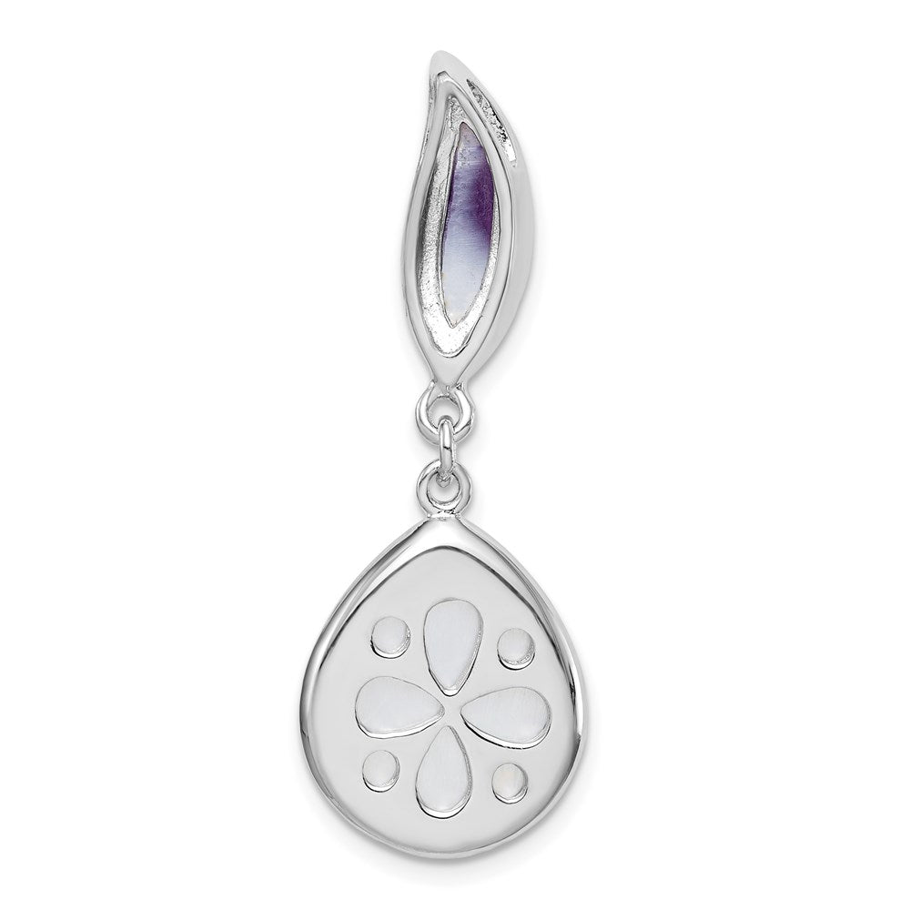 Sterling Silver Rhodium-plated Amethyst & MOP Teardrop Slide