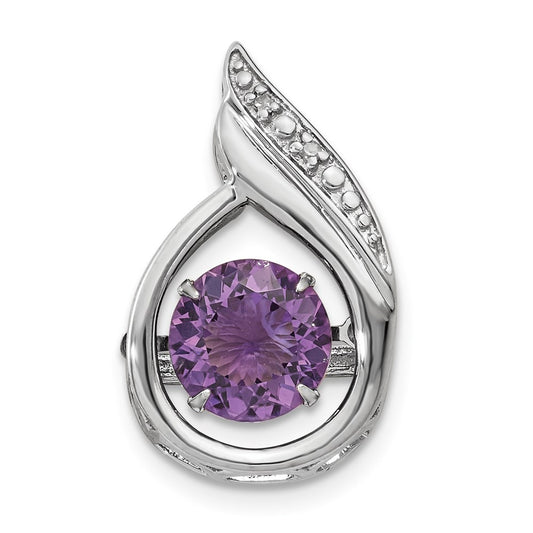 Sterling Silver Diamond & Vibrant Amethyst Pendant