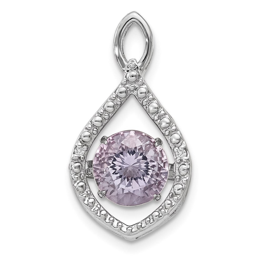 Sterling Silver Diamond & Vibrant Pink Amethyst Pendant