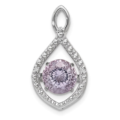Sterling Silver Diamond & Vibrant Pink Amethyst Pendant