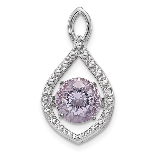 Sterling Silver Diamond & Vibrant Pink Amethyst Pendant