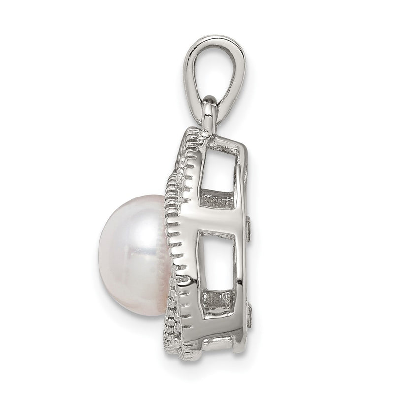 Sterling Silver Freshwater Cultured Pearl & White Topaz Pendant