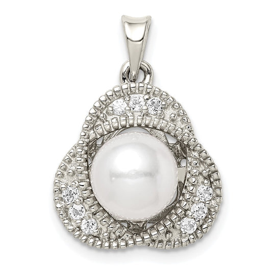 Sterling Silver Freshwater Cultured Pearl & White Topaz Pendant
