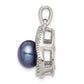 Sterling Silver Black Freshwater Cultured Pearl and White Topaz Pendant