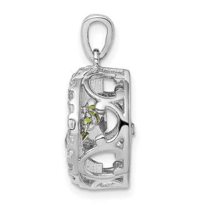Sterling Silver White Topaz & Vibrant Peridot Circle Pendant