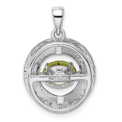 Sterling Silver White Topaz & Vibrant Peridot Circle Pendant