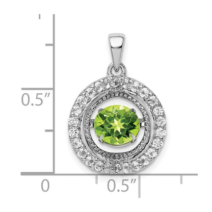 Sterling Silver White Topaz & Vibrant Peridot Circle Pendant