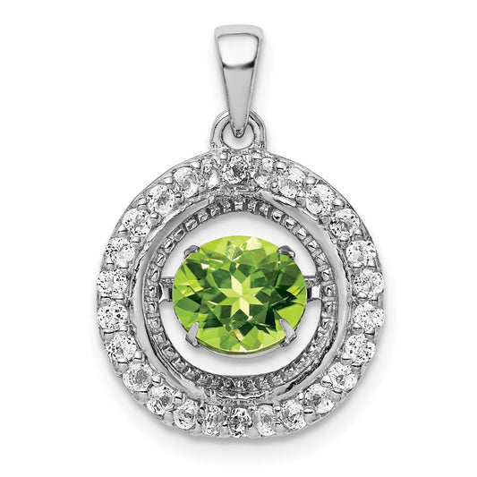 Sterling Silver White Topaz & Vibrant Peridot Circle Pendant
