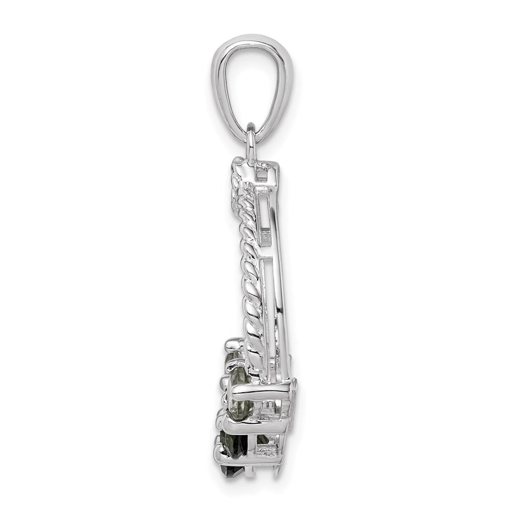 Sterling Silver Rhodium-plated Chrome Diopside and Peridot Pendant