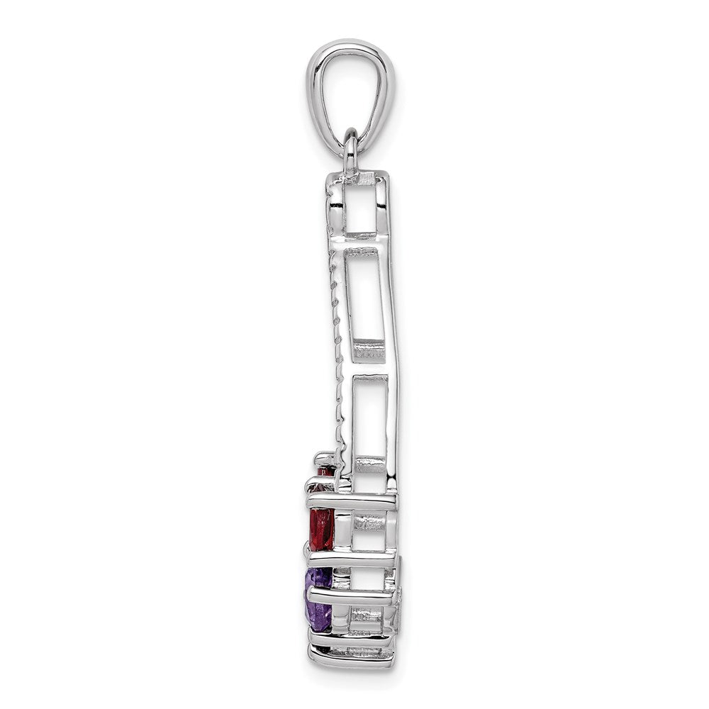 Sterling Silver Rhod-plat Garnet and Amethyst Pendant
