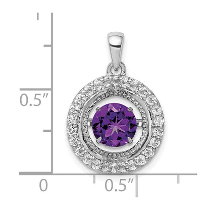 Sterling Silver White Topaz & Vibrant Amethyst Circle Pendant