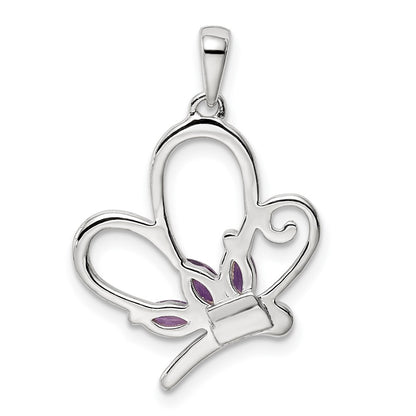 Sterling Silver Polished Amethyst Pendant