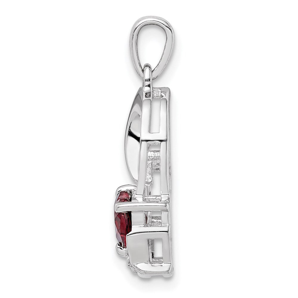 Sterling Silver Garnet & Diamond Heart Pendant