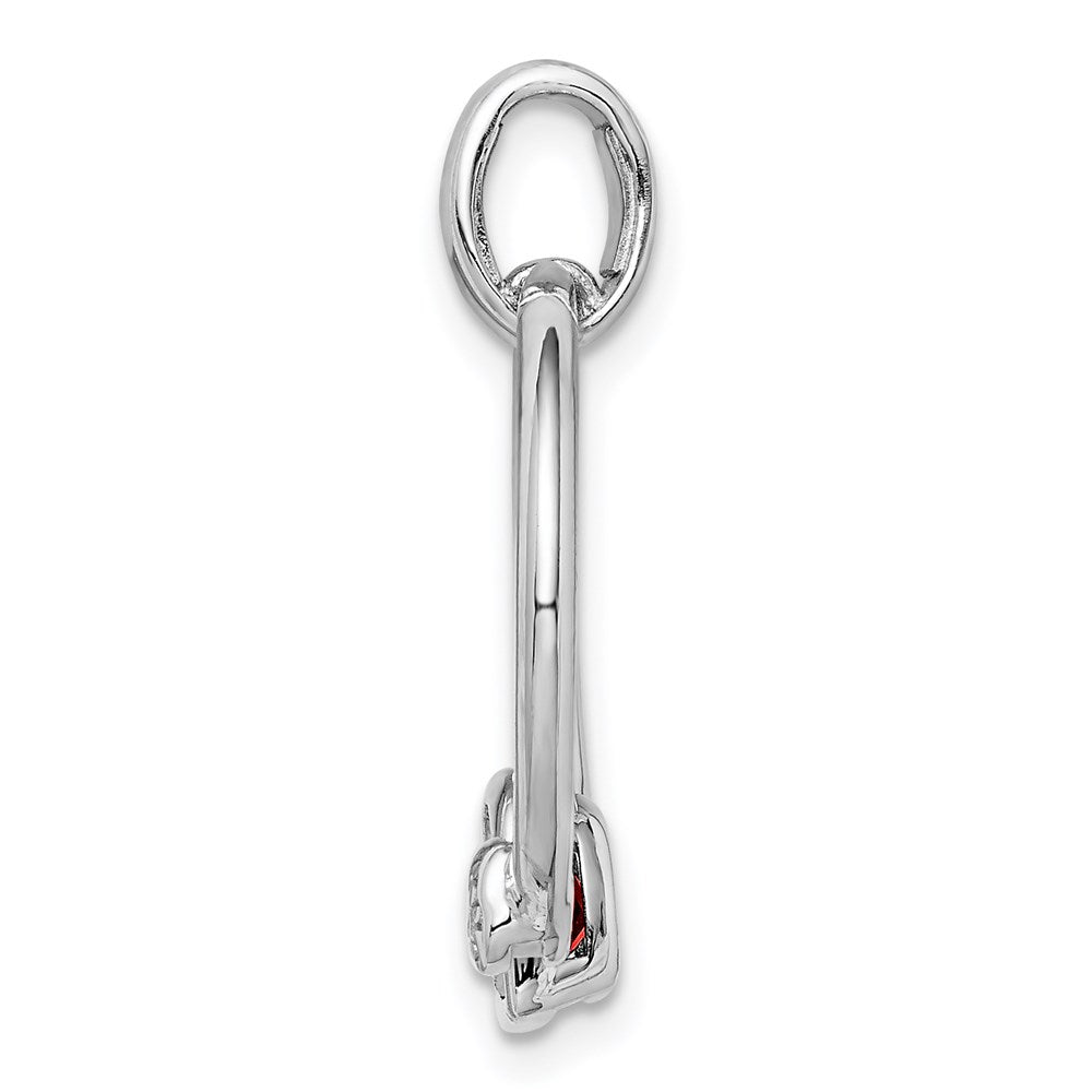 Sterling Silver Garnet & Diamond Hearts in Circle Pendant