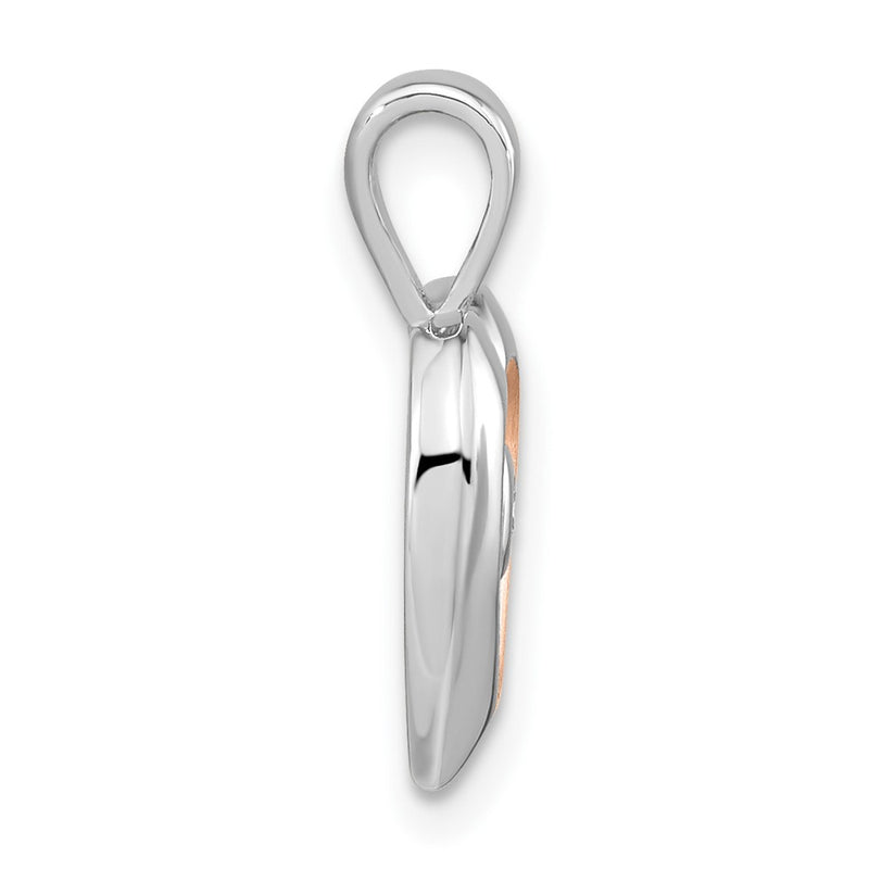 Sterling Silver RH-plated & Rose Gold-plated Diamond Heart Pendant