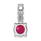 Sterling Silver Polished Rhodium-plated Created Ruby and CZ Pendant