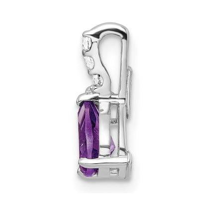 SterlingSilver RhodPlat .79AM/WT Amethyst & White Topaz Pendant