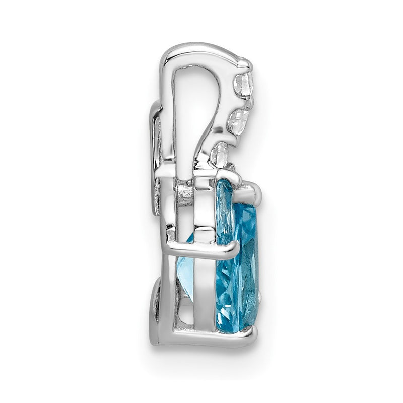 Sterling Silver Rhodium-plated LS Blue Topaz & White Topaz Pendant