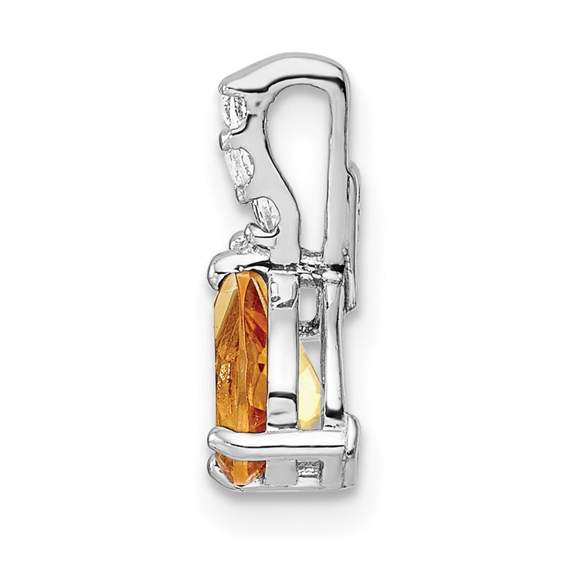 Sterling Silver RH-plated .73t.w. Citrine & White Topaz Pendant