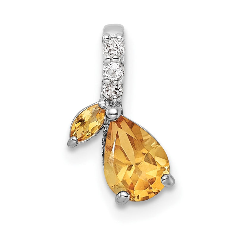 Sterling Silver RH-plated .73t.w. Citrine & White Topaz Pendant