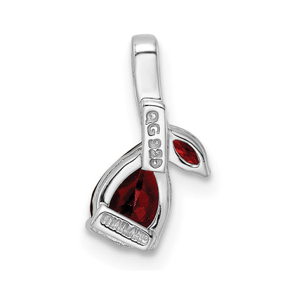 Sterling Silver RH-plated .93t.w. Garnet & White Topaz Pendant