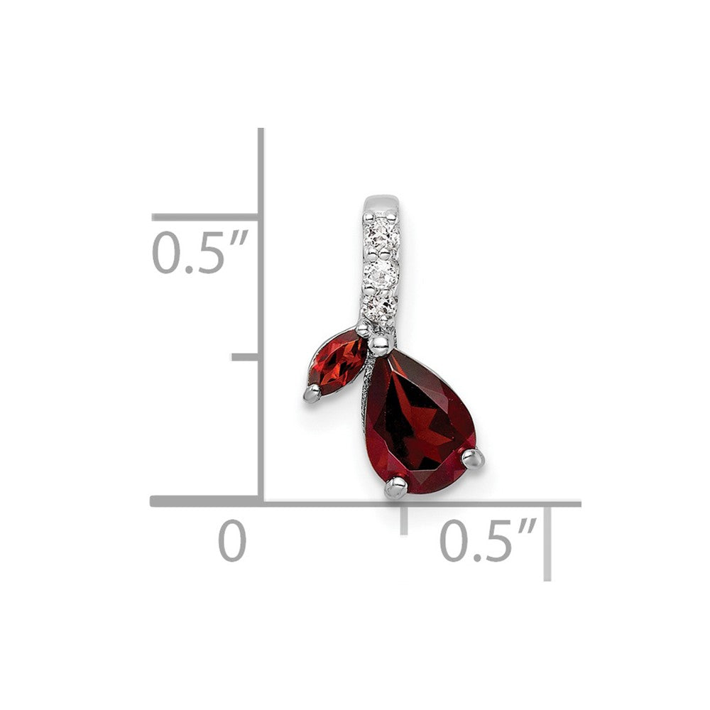 Sterling Silver RH-plated .93t.w. Garnet & White Topaz Pendant