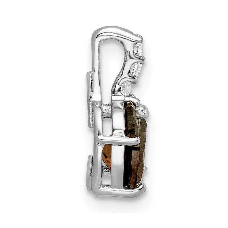 Sterling Silver RH-plated .69t.w. Smoky Quartz/White Topaz Pendant