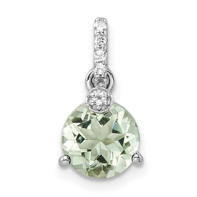 SS RH-plated Circle 1.68t.w. Green Quartz/White Topaz Pendant