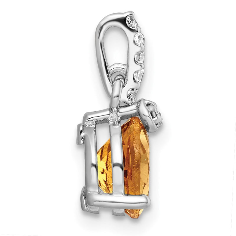 Sterling Silver RH-plated Circle 1.90t.w. Citrine/White Topaz Pendant