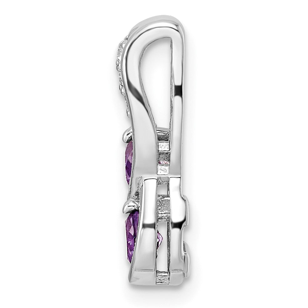 Sterling Silver Rhod-plated .57t.w. Amethyst & White Topaz Pendant