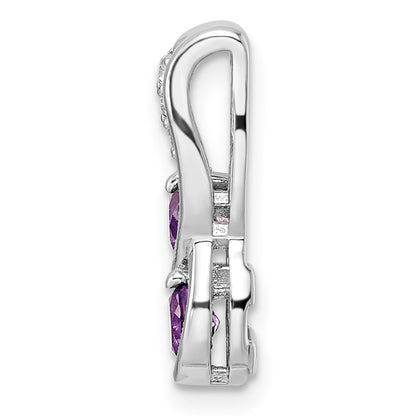 Sterling Silver Rhod-plated .57t.w. Amethyst & White Topaz Pendant