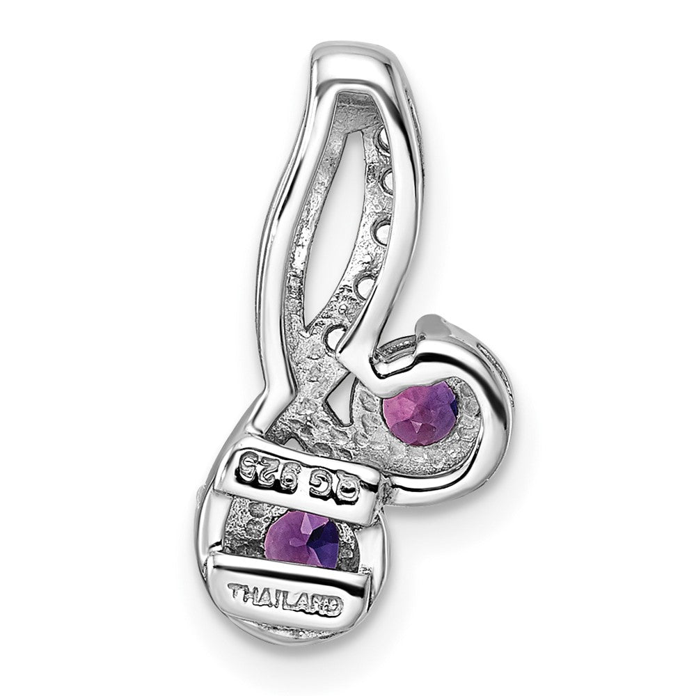 Sterling Silver Rhod-plated .57t.w. Amethyst & White Topaz Pendant