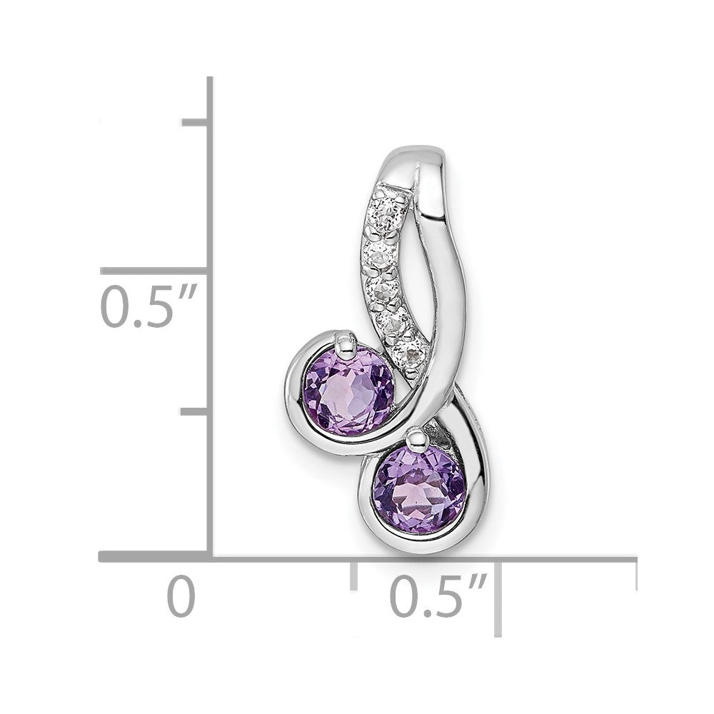 Sterling Silver Rhod-plated .57t.w. Amethyst & White Topaz Pendant