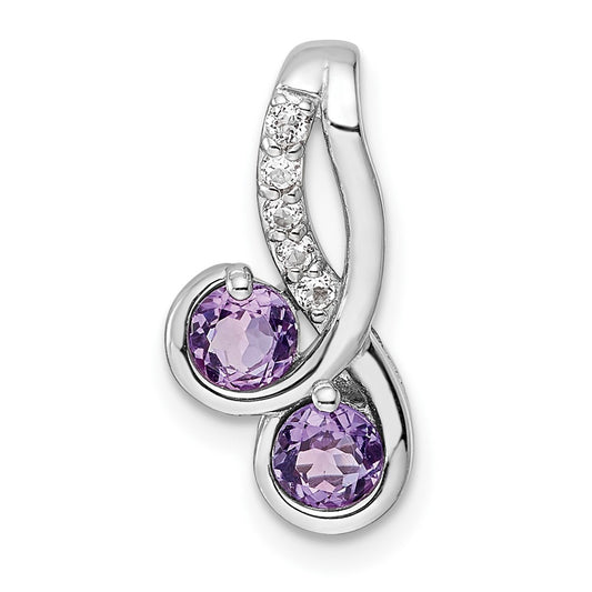 Sterling Silver Rhod-plated .57t.w. Amethyst & White Topaz Pendant