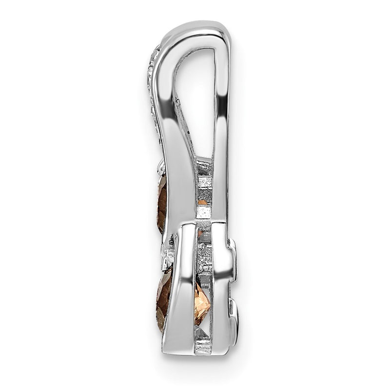 SS Rhod-plated .56t.w. Smoky Quartz and White Topaz Pendant