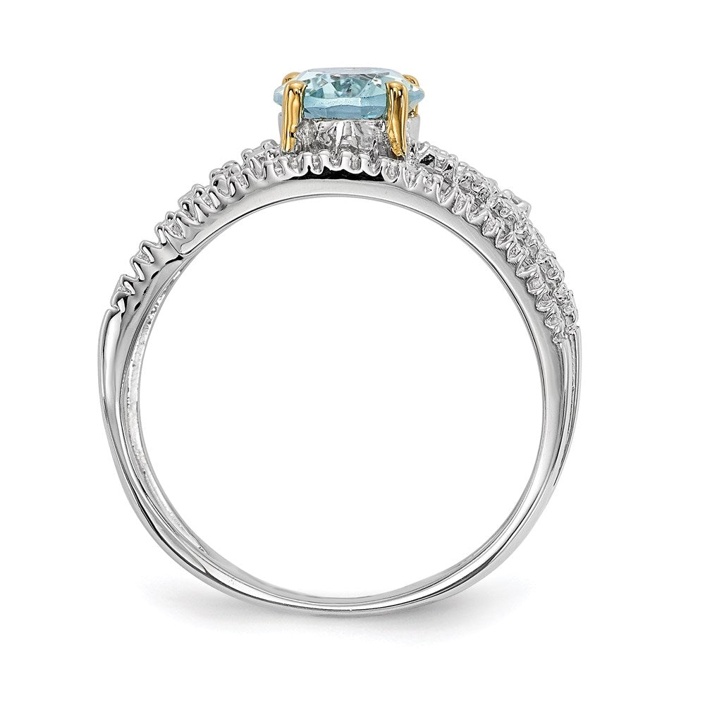 Sterling Silver & 14K Sky Blue Topaz and Diamond Ring