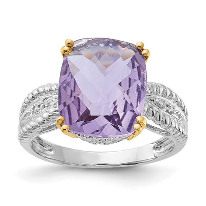 Sterling Silver & 14K Accent Light Amethyst and Diamond Ring