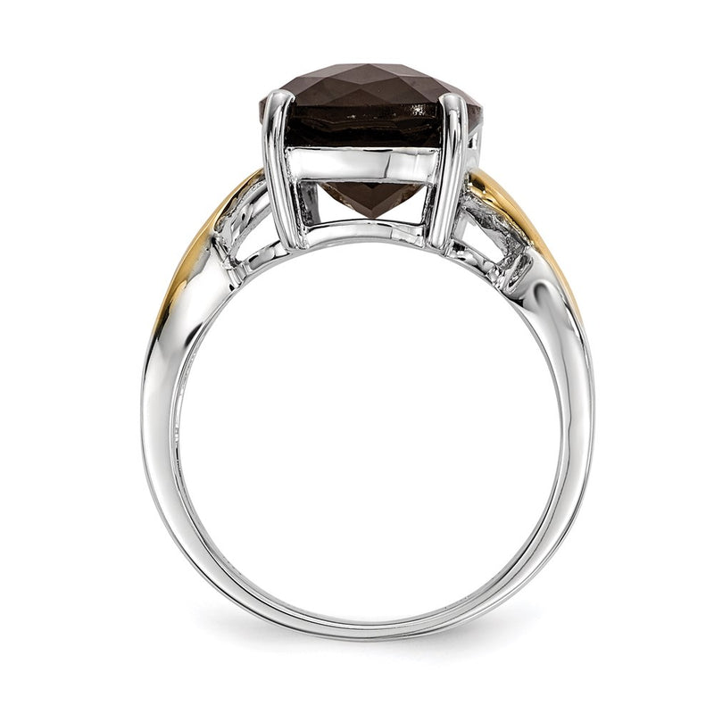 Sterling Silver & 14K Smoky Quartz & Diamond Ring