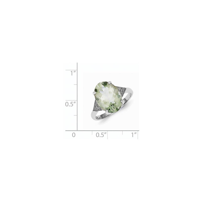 Sterling Silver Rhodium Green Quartz & Diamond Ring