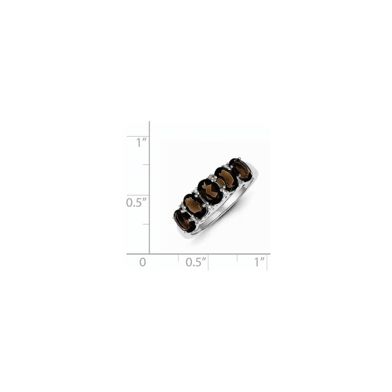 Sterling Silver Rhodium Smoky Quartz & Diamond Ring