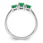 Sterling Silver Rhodium-plated Emerald 3 Stone and Diamond Ring