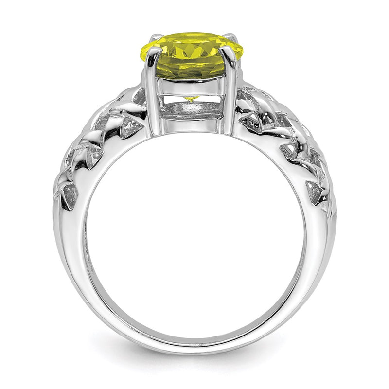 Sterling Silver Rhodium Lemon Quartz Ring