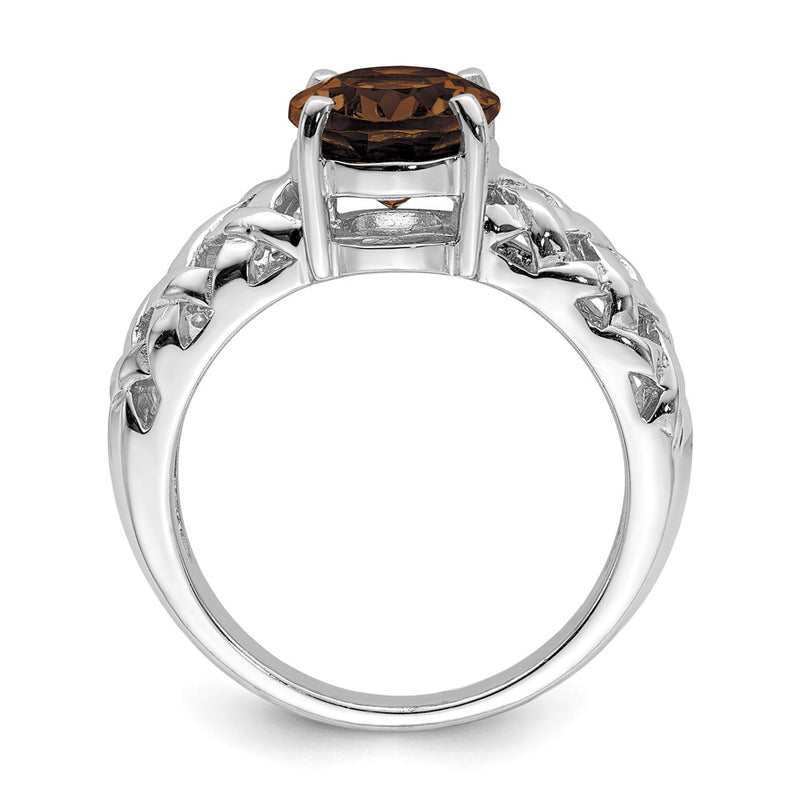 Sterling Silver Rhodium Smoky Quartz Ring