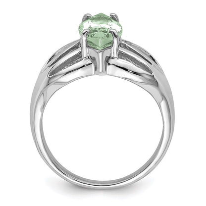 Sterling Silver Rhodium Green Quartz Ring