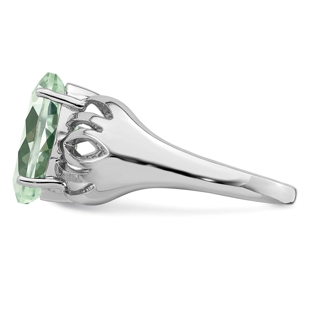 Sterling Silver Rhodium Green Quartz Ring