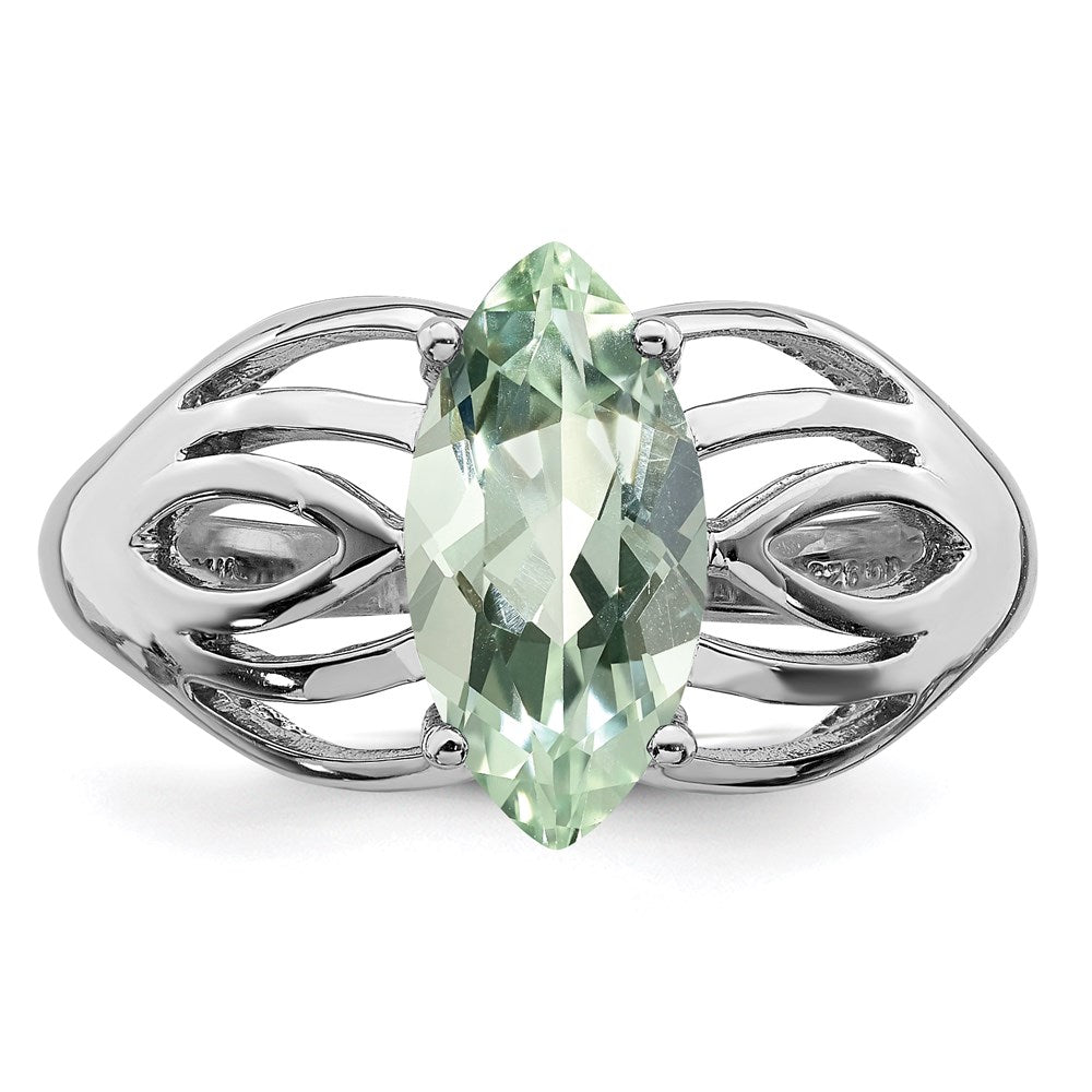 Sterling Silver Rhodium Green Quartz Ring